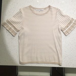 English Factory cream & tan striped sweater small